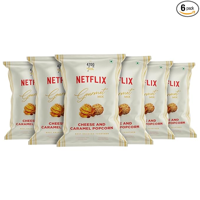 4700BC x Netflix, Gourmet, Cheese & Caramel Popcorn, 50g x Pack of 6