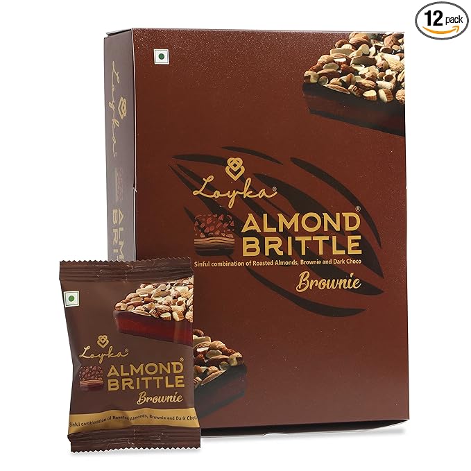 Loyka Almond Brittle Brownie Choco Box - 12 pcs | Premium Chocolate Gift Hamper 