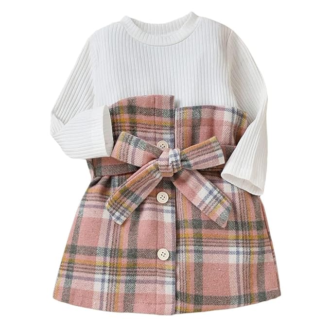 Hopscotch Girls Knee-Length Checkered Full-Sleeve Casual Dress