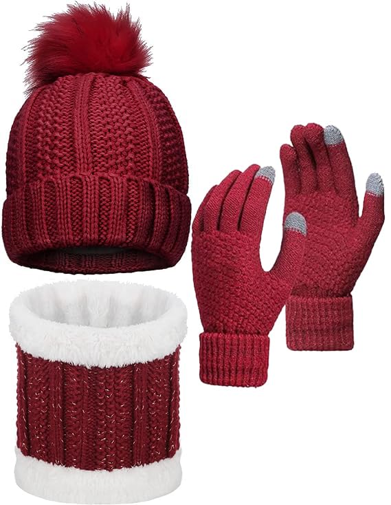 Tomorrow Winter Cap, Neck Warmer Scarf with Touch Gloves Set | Beanie Style 