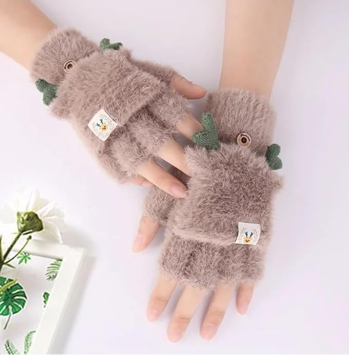 TopiBaaz Winter Gloves for Women Woolen Warm Soft Fur Fleece Hand Gloves for Wom