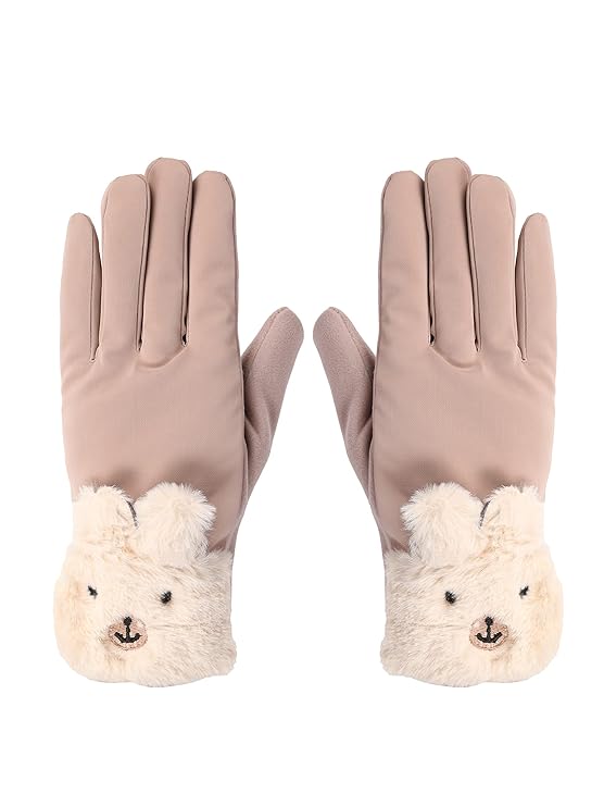 FabSeasons Winter Gloves For Girls & Women, with faux fur on the inner for cold 