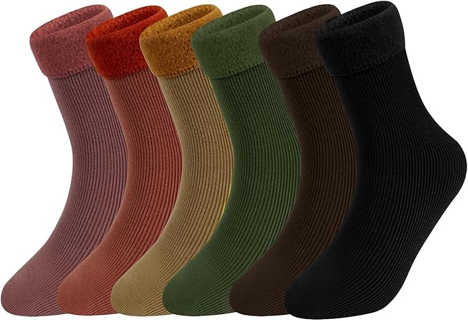 KETKAR Pack Of 6 Solid Winter Thick Warm Fleece Lined Thermal Stretchy Elastic 