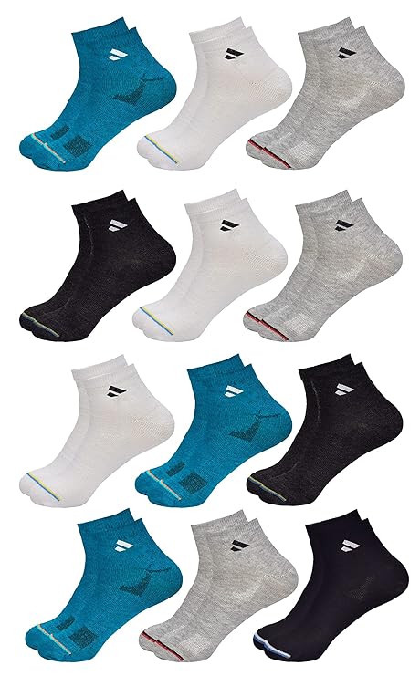 SJeware 12 Pairs Solid Cotton Ankle Length Socks for Men & Women, Multicolor, Pa