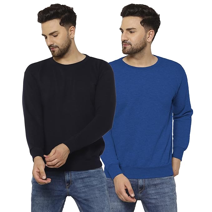 VIMAL JONNEY Fleece Round Neck Multicolor Sweatshirt for Men (Pack of 2)-SW_RN_M