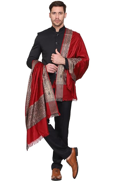 Weavers Villa Men's Woven Acro Wool Gents Shawls, Muffler, Stoles for Men [40