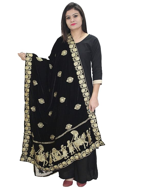 Matelco Women's Embroidered Velvet Dupatta