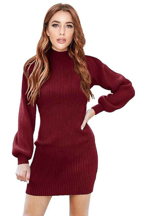 DENIMHOLIC Women's Cotton Turtle Neck Long Sleeve Knit Pullover Sweater Bodycon 