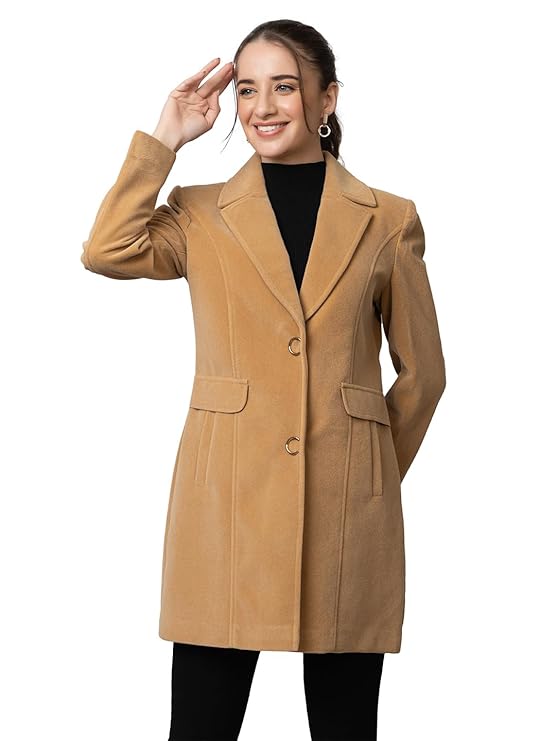 YHA Winter Wear Solid Full Sleeves Long Coats for Women