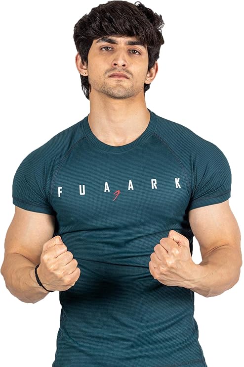 FUAARK Men's Round Neck Slim fit Gym & Active wear Sports T-Shirt for Workout & 