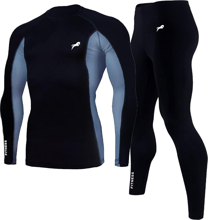 JUST RIDER Compression Fit Gym T-Shirt and Track Pant Combo for Men/Sports wear 