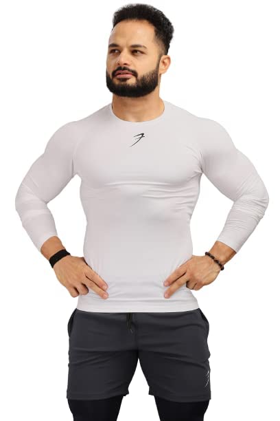 FUAARK Men's Full Sleeve Compression T-Shirt - Athletic Base Layer for Fitness, 