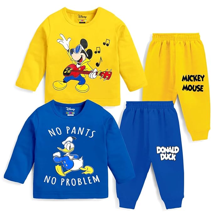 Kuchipoo Baby Boy Regular Fit Cotton T-Shirts and Pyjamas Set (© Disney-PSUT-10