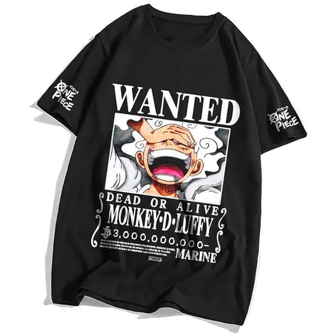 On Trend Round Neck Half Sleeve Regular fit Polyester Monkey Luffy Anime Printed