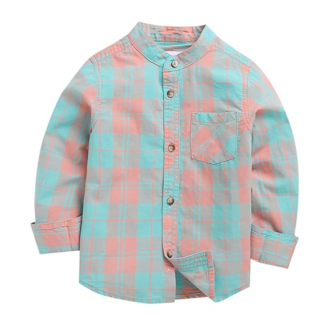 Hopscotch Boys Regular Fit Checkered Full-Sleeve Mandarin Shirt