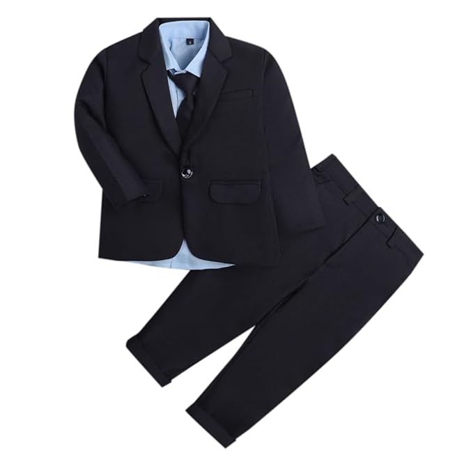 Hopscotch Boys Cotton Blend Formal Dress in Navy Color