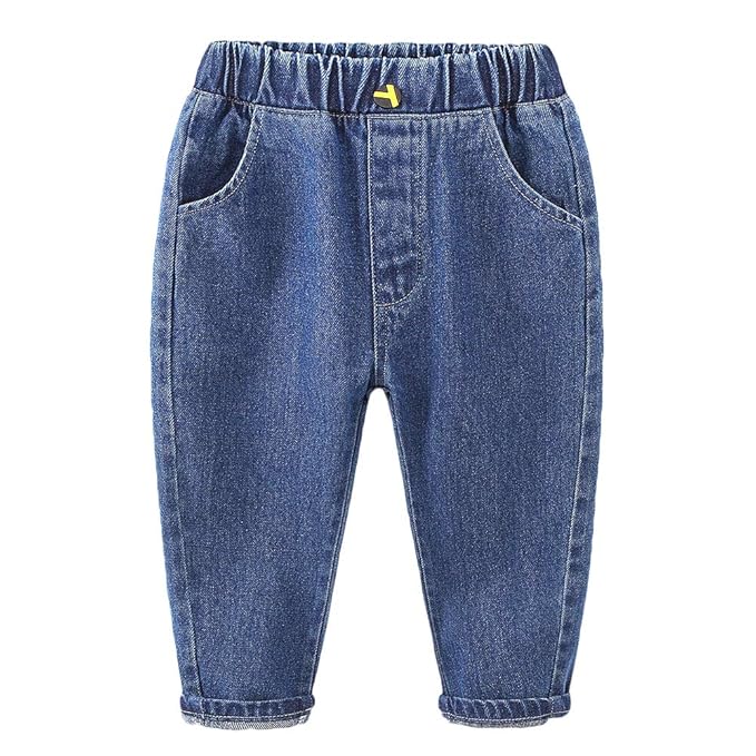 Hopscotch Boys Cotton and Spandex Relaxed Jeans in Blue Color