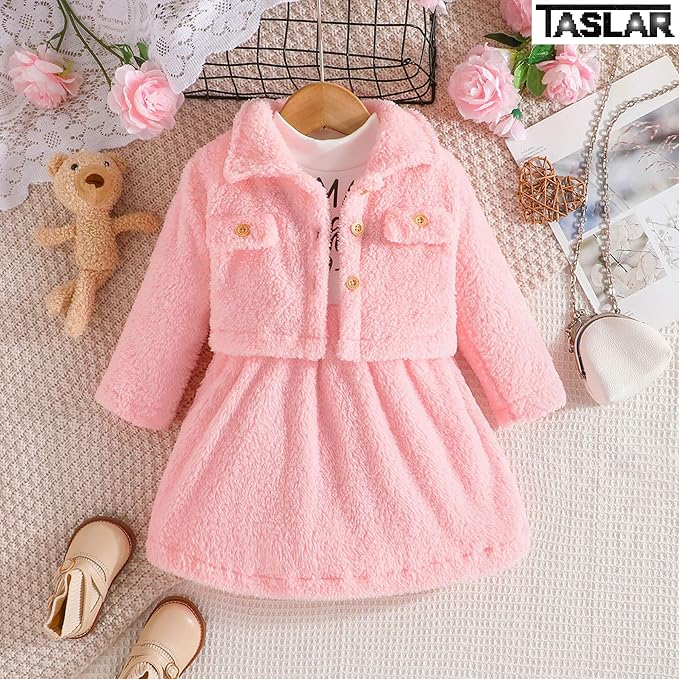 TASLAR Baby Girls Dress Velvet Cardigan Sets Toddler Top Warm Autumn/Winter Lape