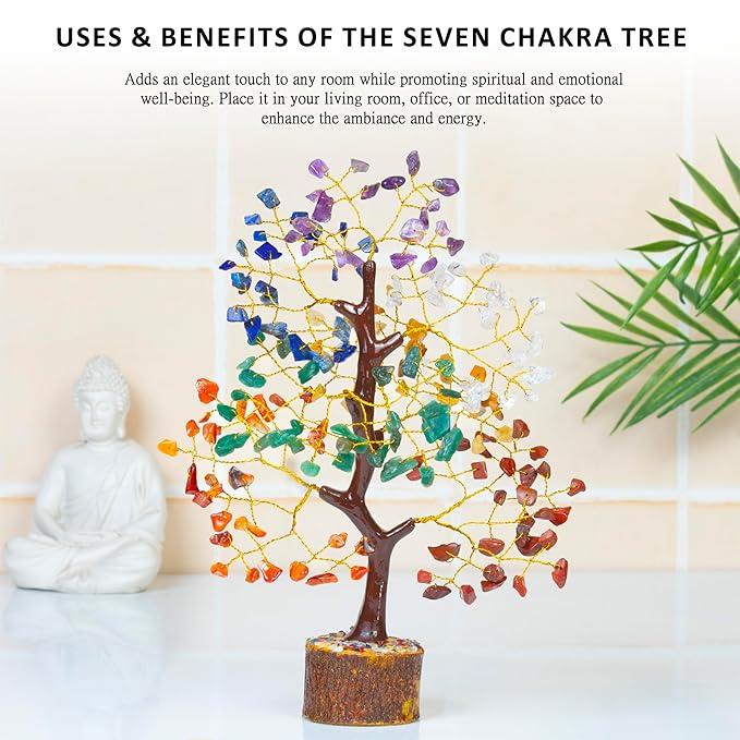 HindCraft Chakra Tree, Crystal Tree for Positive Energy - Crystals & Healing Sto