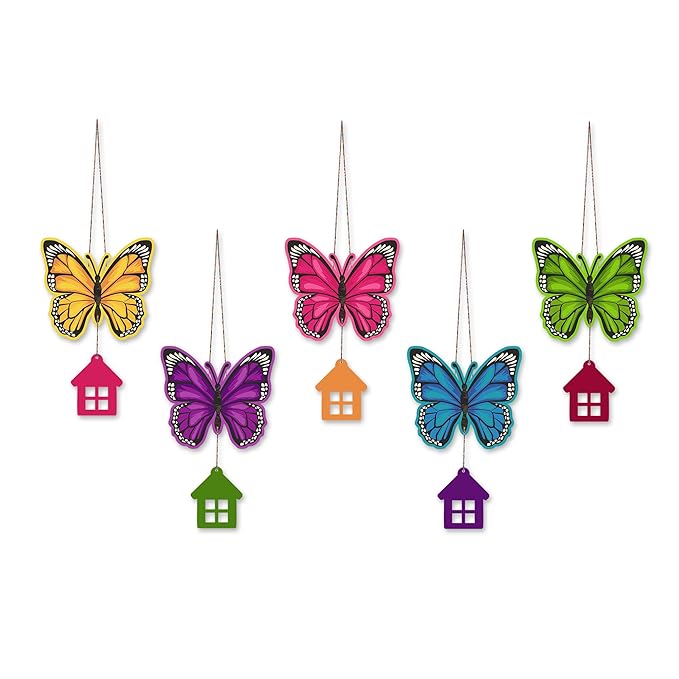 Artvibes Multicolored Butterfly Wooden Wall Hanging for Home Decoration | Garden