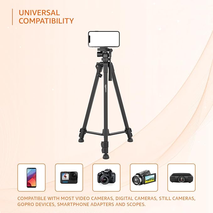 Amazon Basics 60 inch Professional Tripod with Phone Holder & 360° Rotating Bal