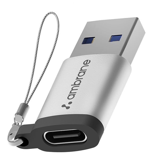 Ambrane USB Type C Female to USB Male OTG Adapter with 5 Gbps High-Speed Data Tr