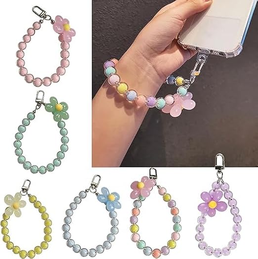 CYNVEXA Pearl Phone Charm, Detachable Phone Wrist Strap, Hands-Free Keychain, Ae