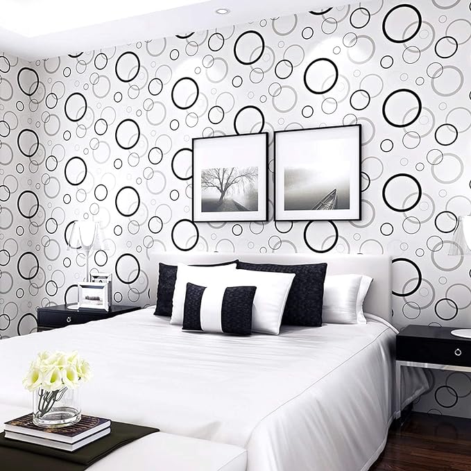 wolpin Wall Stickers DIY Wallpaper (45 x 500 cm) Circles Pattern Office, Living 