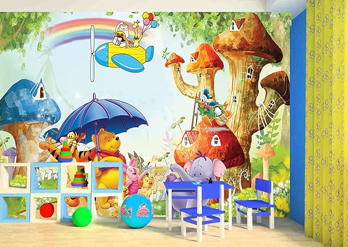 DECOR PRODUCTION Cartoon Theme PVC Vinyl Self Adhesive Kids Wallpaper(3x4 Feet, 