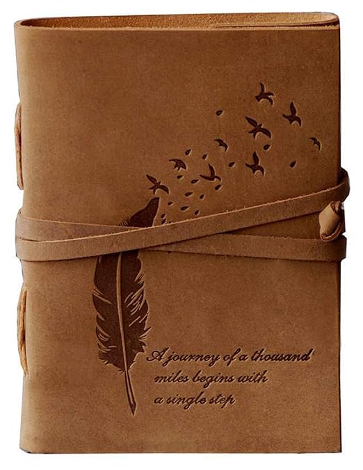 CAVALO - Be Unique Leather Diary Embossed With Leaf of Tree & a Quote Antique Ha